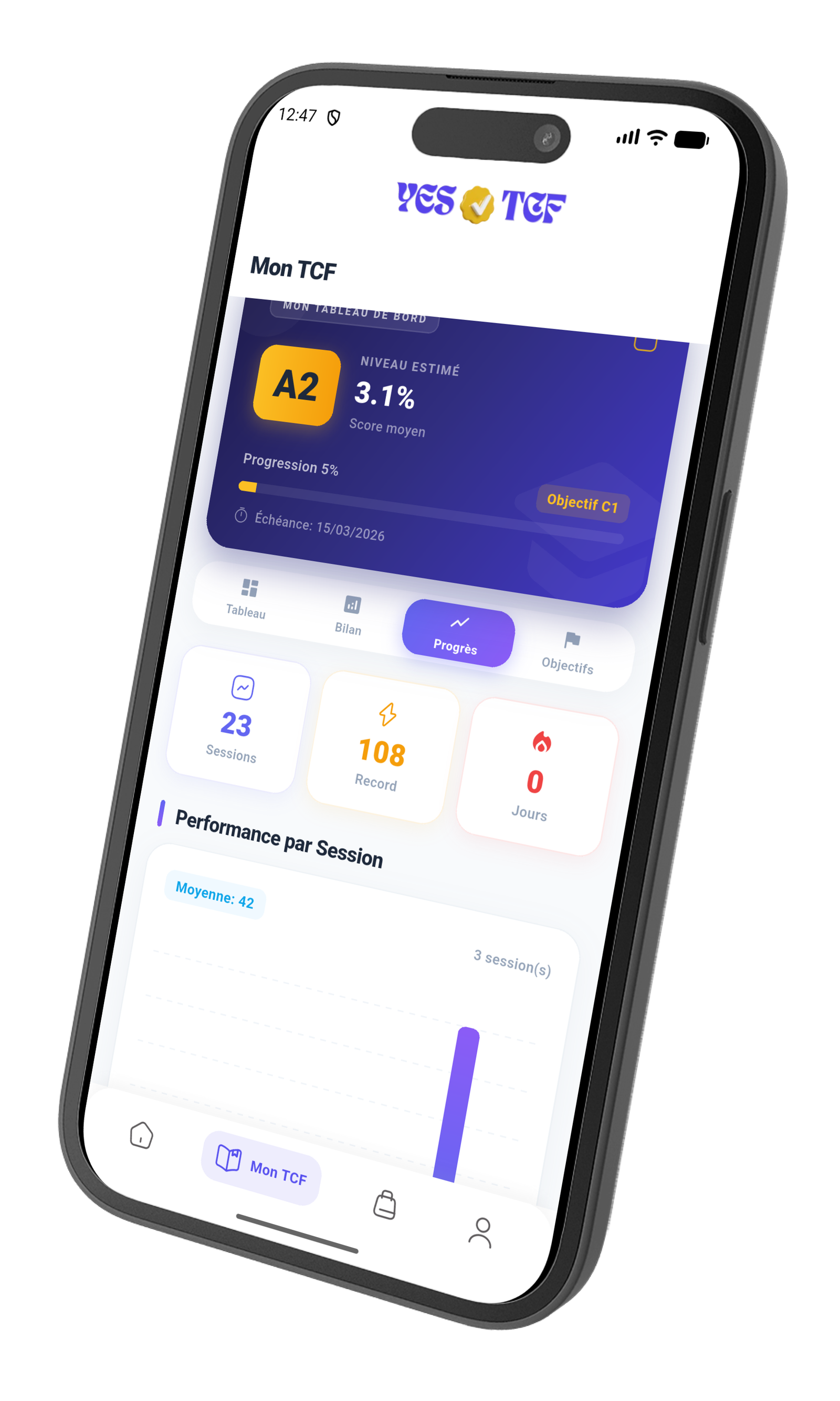 YES TCF mobile app screenshot